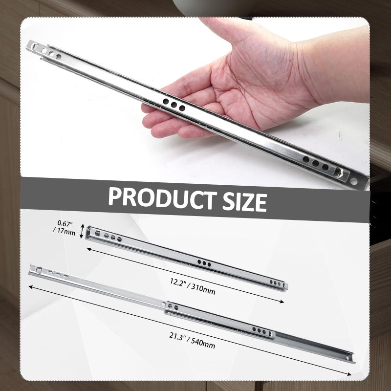 Jersvimc 1Pair 12 Inch(310mm) Metal Drawer Slides Drawer Tracks, Ball Bearing Drawer Silde Two Way Heavy Duty Drawer Rails for Cabinet Dresser - Image 5